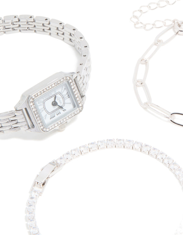 Silver Vintage Watch & Bracelet Pack