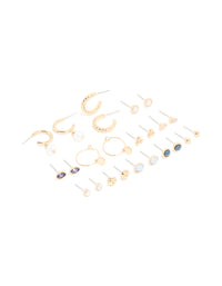 Gold Gem & Pearl Earrings 12-Pack - link has visual effect only