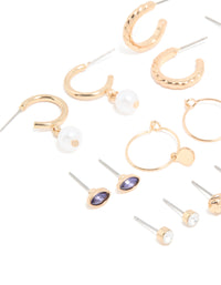 Gold Gem & Pearl Earrings 12-Pack - link has visual effect only