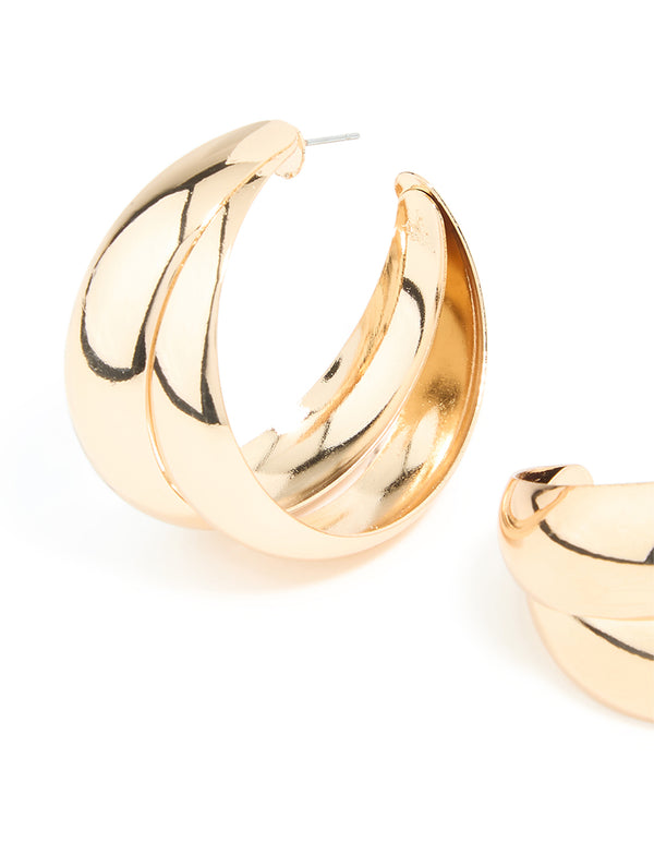 Gold Bold Double Open Hoop Earrings