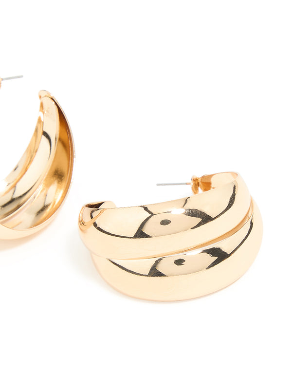 Gold Bold Double Open Hoop Earrings