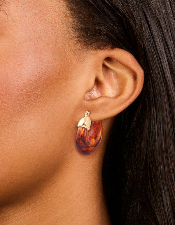 Brown Acrylic Mini Hoop Earrings