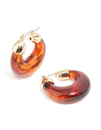 Brown Acrylic Mini Hoop Earrings - link has visual effect only