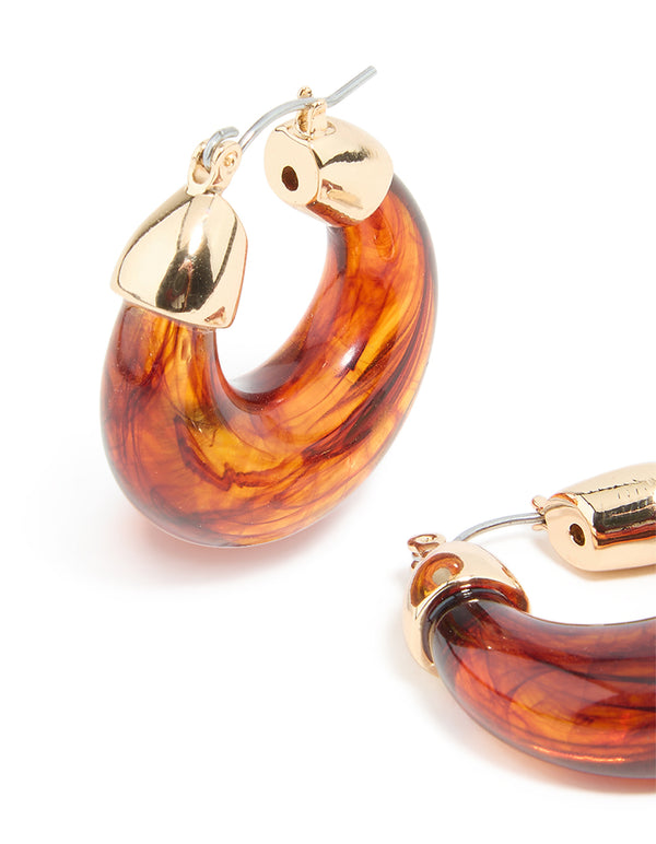 Brown Acrylic Mini Hoop Earrings