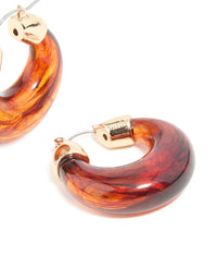 Brown Acrylic Mini Hoop Earrings - link has visual effect only
