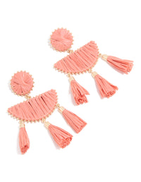 Pink Raffia Geometric Drop Earrings - link has visual effect only