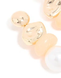 Gold Pebble & Pearl Drop Earrings - link has visual effect only