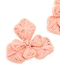 Mixed Metal Pink Raffia Paper Flower Stud Earrings - link has visual effect only