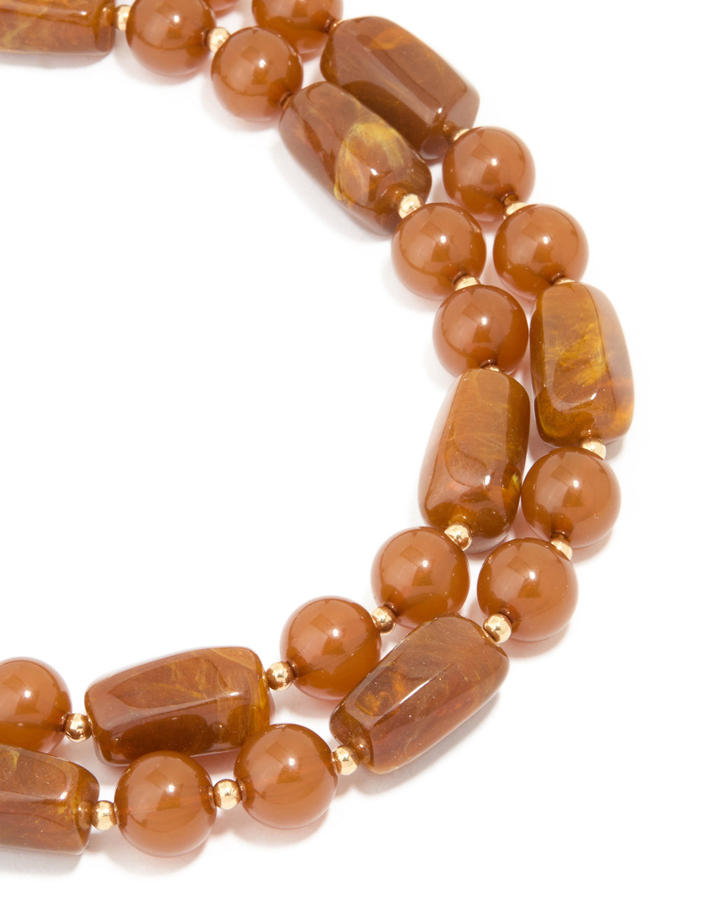 Brown Acrylic Beaded Long Layered Necklace