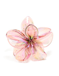Pink Iridescent Frangipani Flower Hair Claw Clip - link has visual effect only