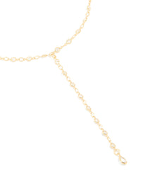 Gold Plated Cubic Zirconia Circle Detail Y-Necklace - link has visual effect only