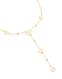 Gold Plated Diamante White Flower Y-Necklace - link has visual effect only