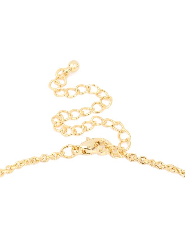 Gold Plated Diamante White Flower Y-Necklace