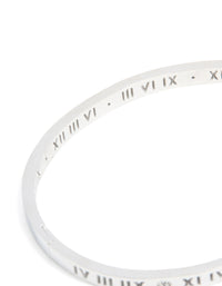 Waterproof Stainless Steel Diamante Roman Numeral Hinge Bangle - link has visual effect only