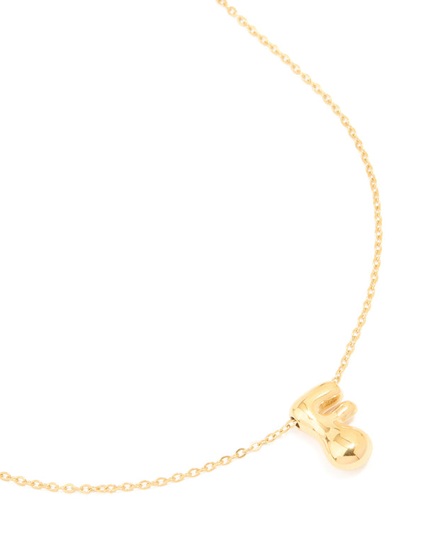 Waterproof Gold Plated Stainless Steel Large Bubble Letter F Necklace