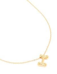 Waterproof Gold Plated Stainless Steel Large Bubble Letter I Necklace - link has visual effect only