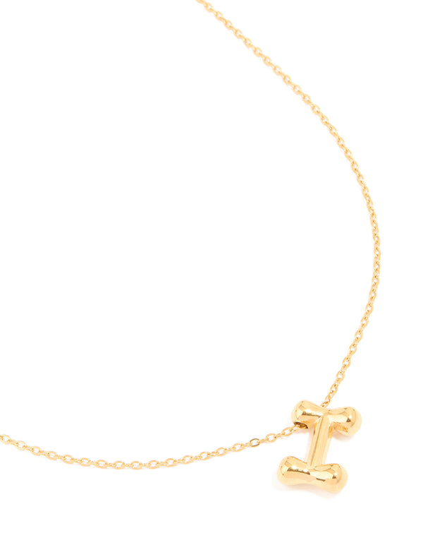 Waterproof Gold Plated Stainless Steel Large Bubble Letter I Necklace