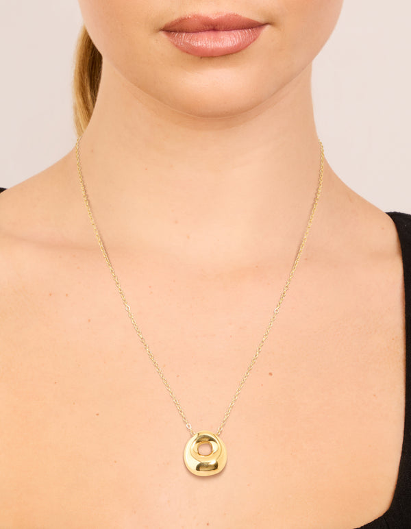 Waterproof Gold Plated Stainless Steel Large Bubble Letter O Necklace