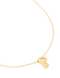 Waterproof Gold Plated Stainless Steel Large Bubble Letter P Necklace - link has visual effect only