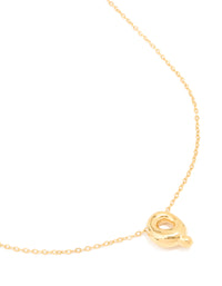 Waterproof Gold Plated Stainless Steel Large Bubble Letter Q Necklace - link has visual effect only