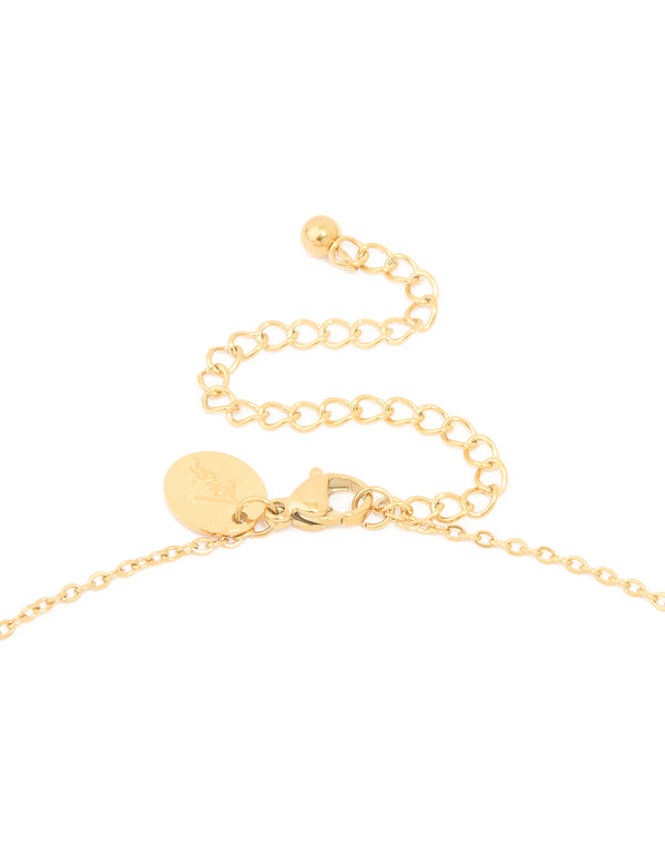 Waterproof Gold Plated Stainless Steel Large Bubble Letter V Necklace