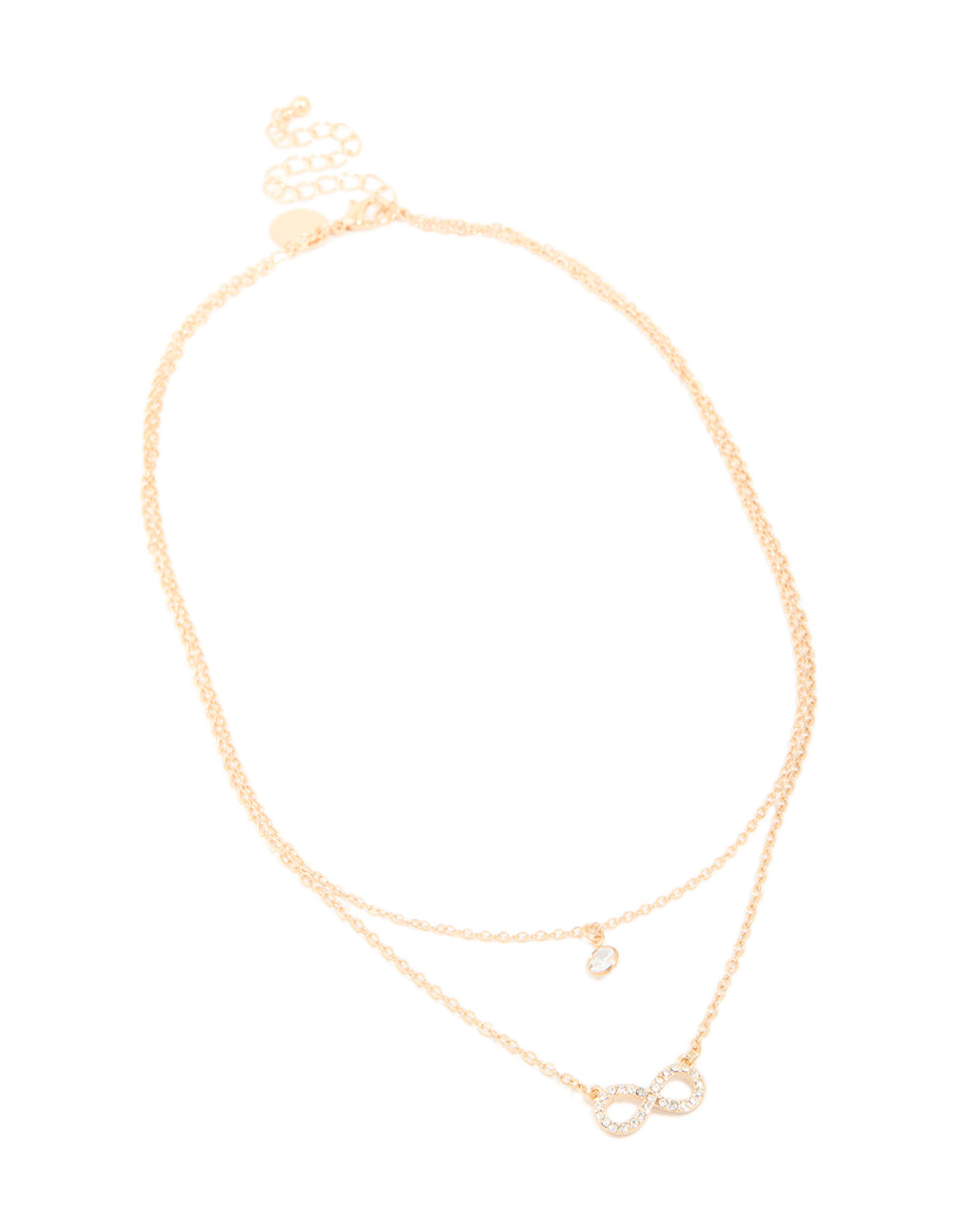 Gold Diamante & Infinity Layered Necklace
