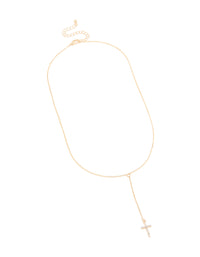 Gold Plain Cross Y-Necklace - link has visual effect only