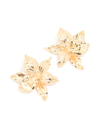 Gold Frangipani Flower Stud Earrings - link has visual effect only