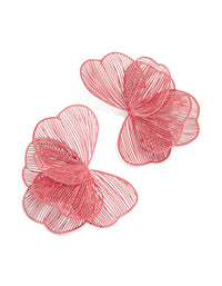 Red Coated Metal Wire Petal Stud Earrings - link has visual effect only