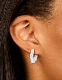 Silver Plated Cubic Zirconia Small Hoop Earrings - link has visual effect only