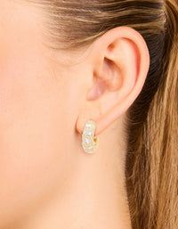 Gold Plated Cubic Zirconia Medium Hoop Earrings - link has visual effect only