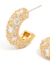 Gold Plated Cubic Zirconia Medium Hoop Earrings - link has visual effect only