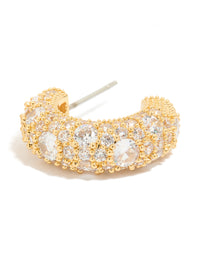 Gold Plated Cubic Zirconia Medium Hoop Earrings - link has visual effect only