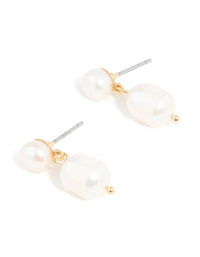 Gold Plated Freshwater Pearl Drop Earrings - link has visual effect only