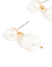 Gold Plated Freshwater Pearl Drop Earrings - link has visual effect only