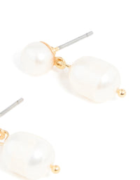 Gold Plated Freshwater Pearl Drop Earrings - link has visual effect only