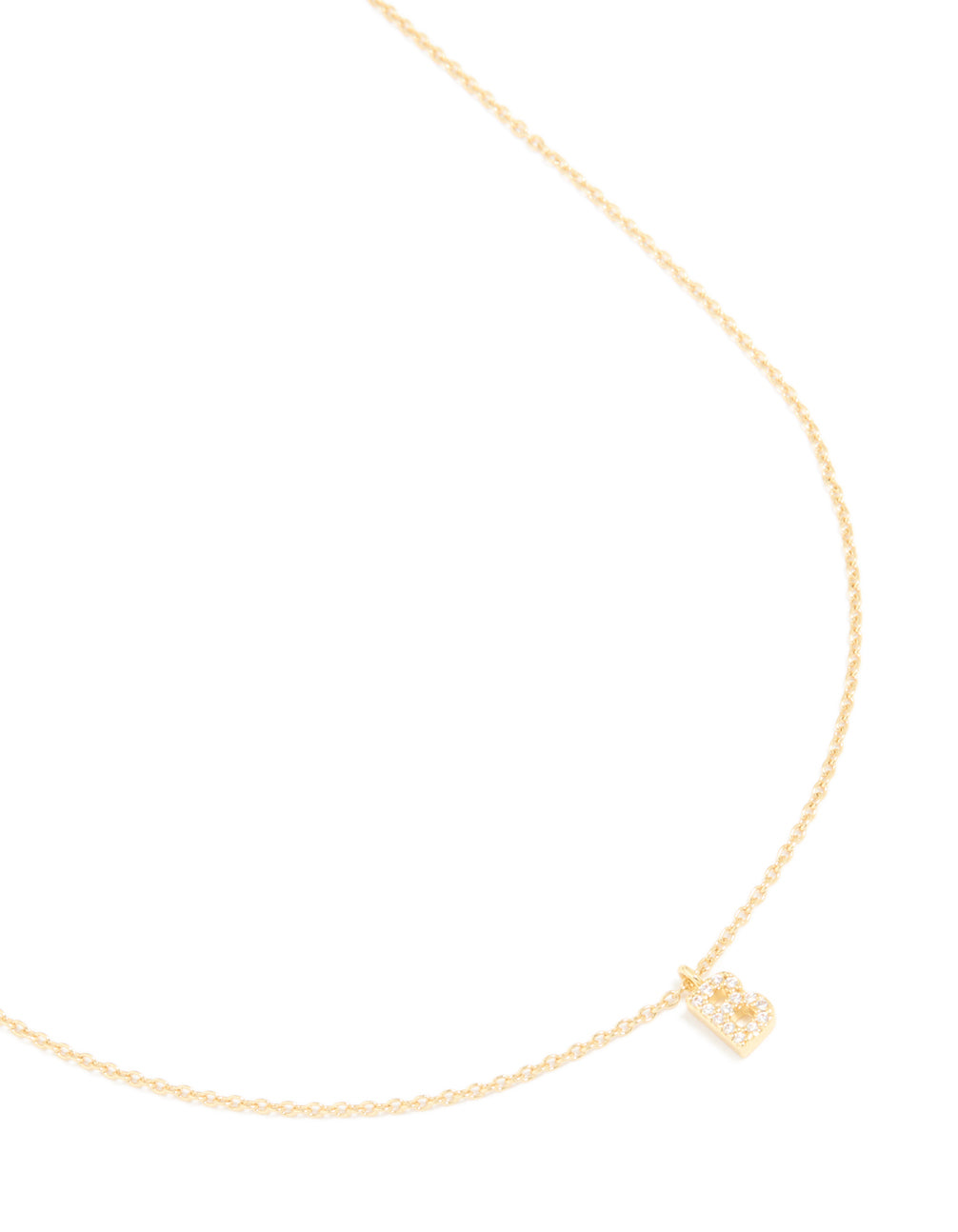 Gold Plated Brass Cubic Zirconia Letter B Pendant Necklace