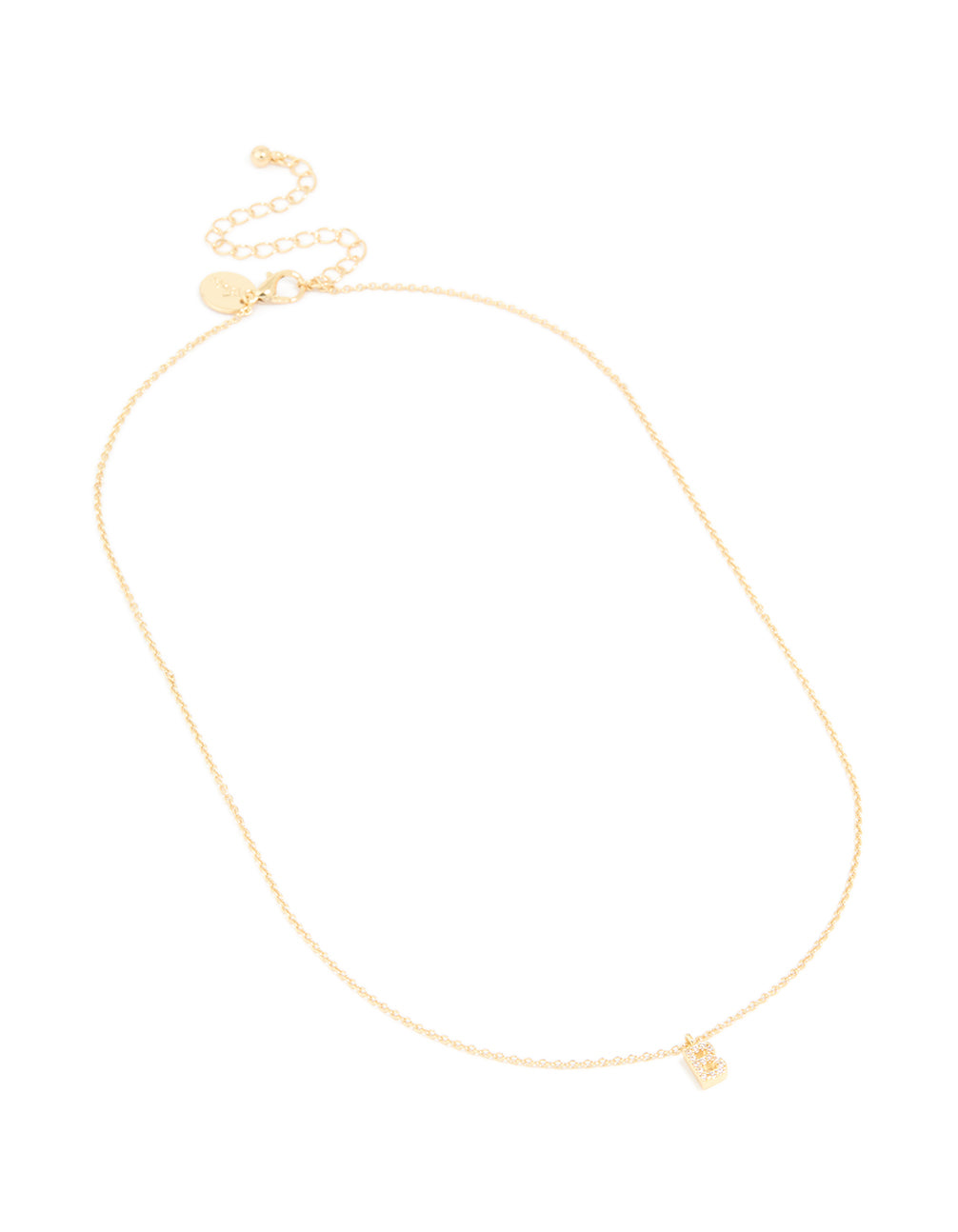 Gold Plated Brass Cubic Zirconia Letter B Pendant Necklace