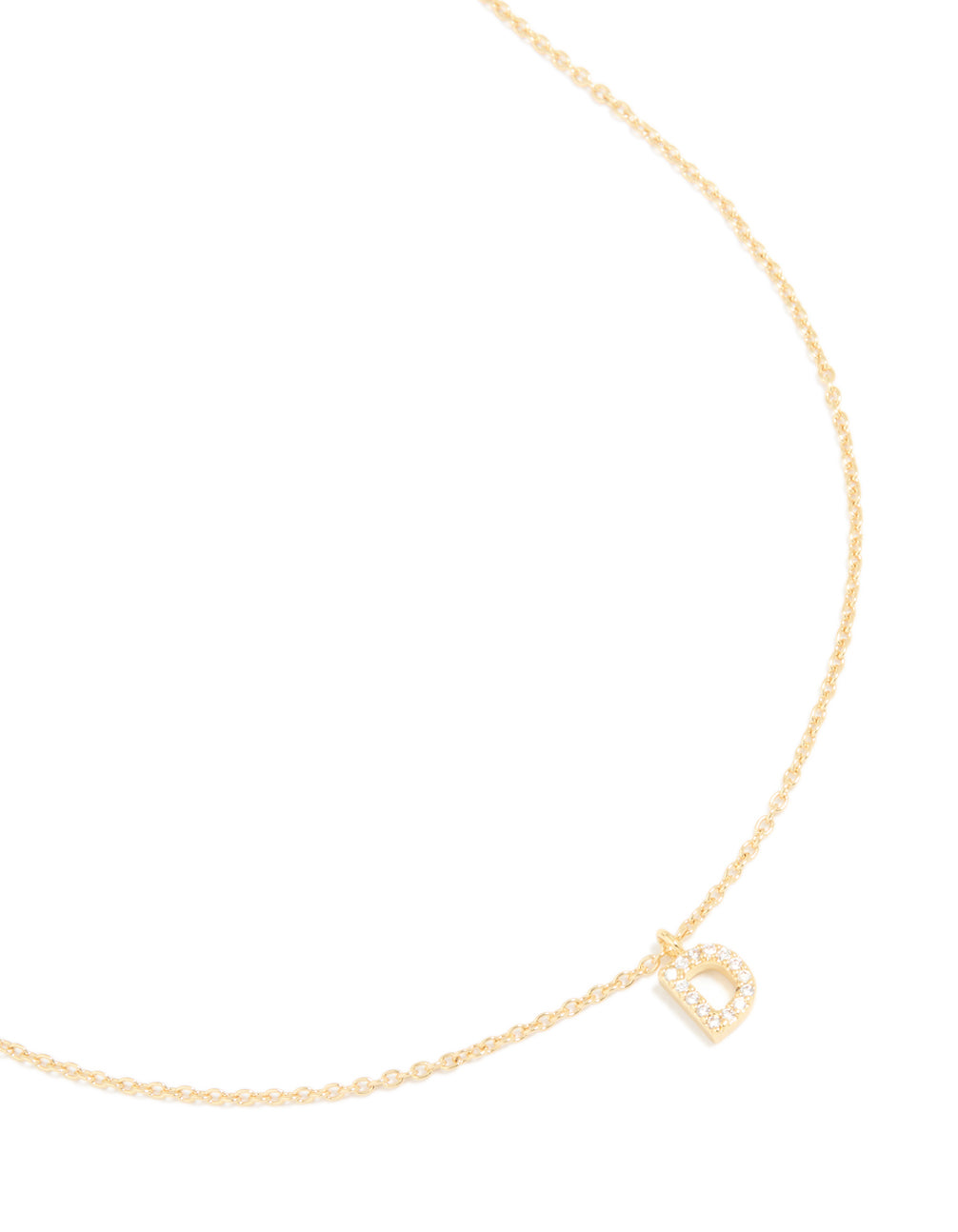 Gold Plated Brass Cubic Zirconia Letter D Necklace