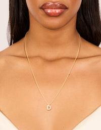 Gold Plated Brass Cubic Zirconia Letter D Necklace - link has visual effect only