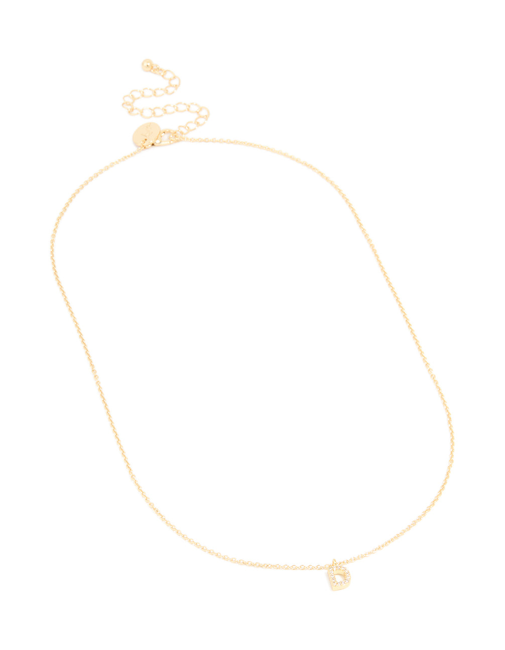 Gold Plated Brass Cubic Zirconia Letter D Necklace