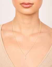 Gold Plated Brass Cubic Zirconia Letter I Necklace - link has visual effect only