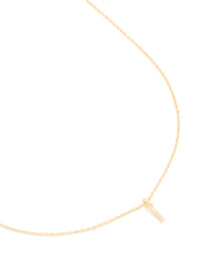 Gold Plated Brass Cubic Zirconia Letter I Necklace - link has visual effect only