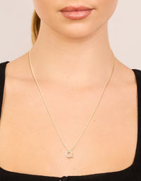 Gold Plated Brass Cubic Zirconia Letter Q Necklace - link has visual effect only