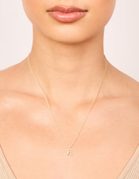 Gold Plated Brass Cubic Zirconia Letter R Necklace - link has visual effect only