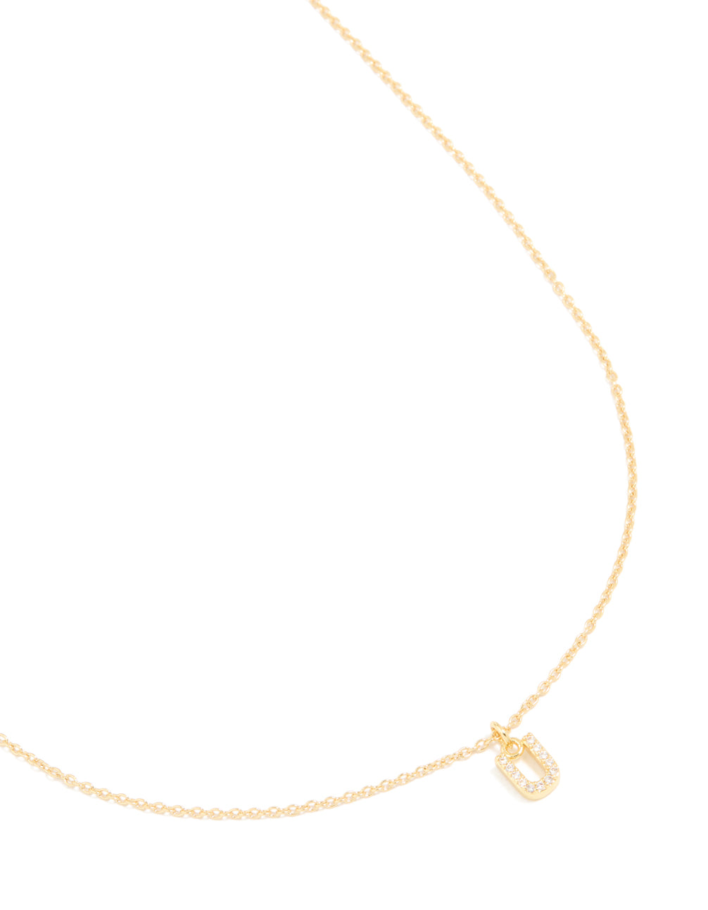Gold Plated Cubic Zirconia Letter U Necklace