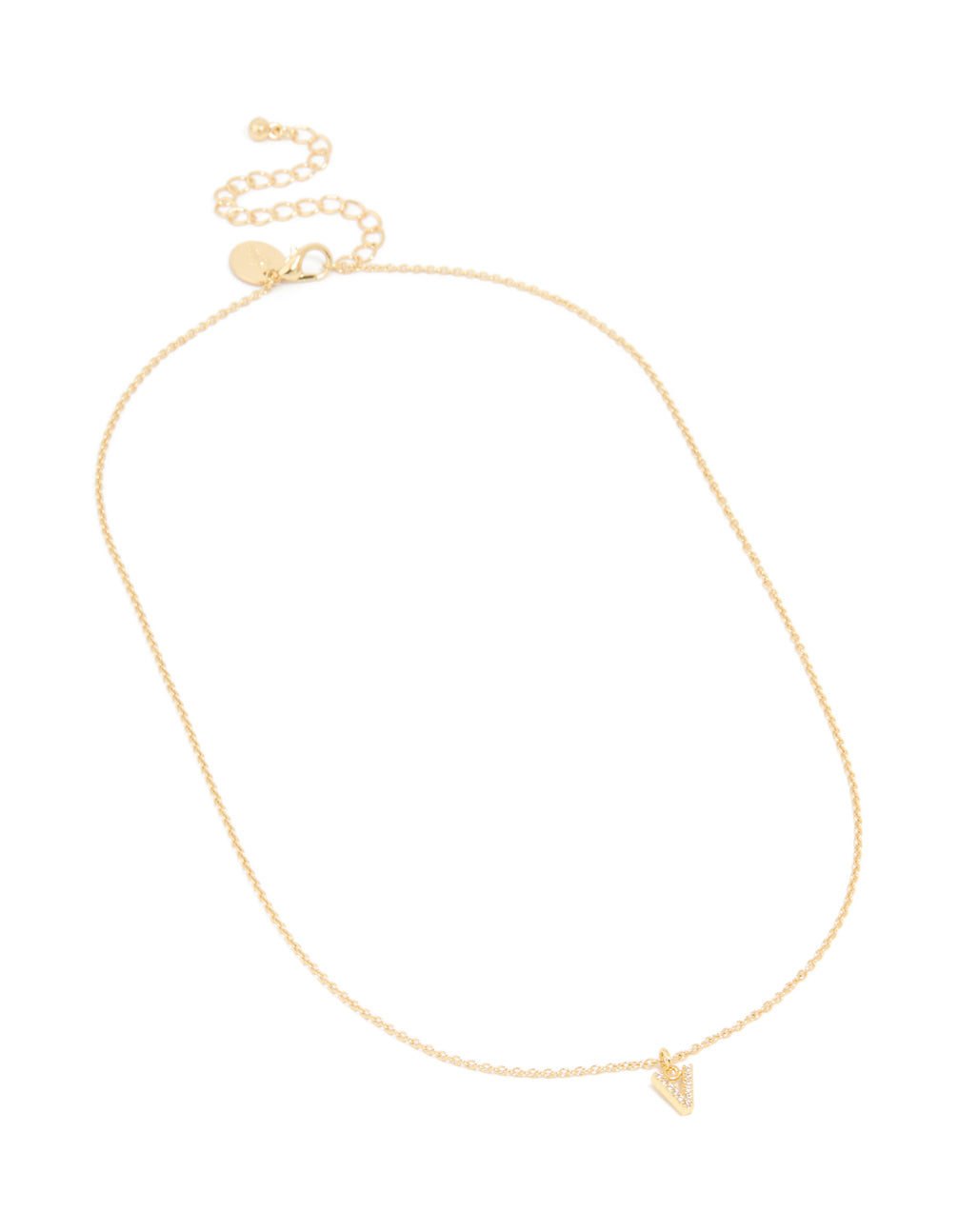 Gold Plated Cubic Zirconia Letter V Necklace