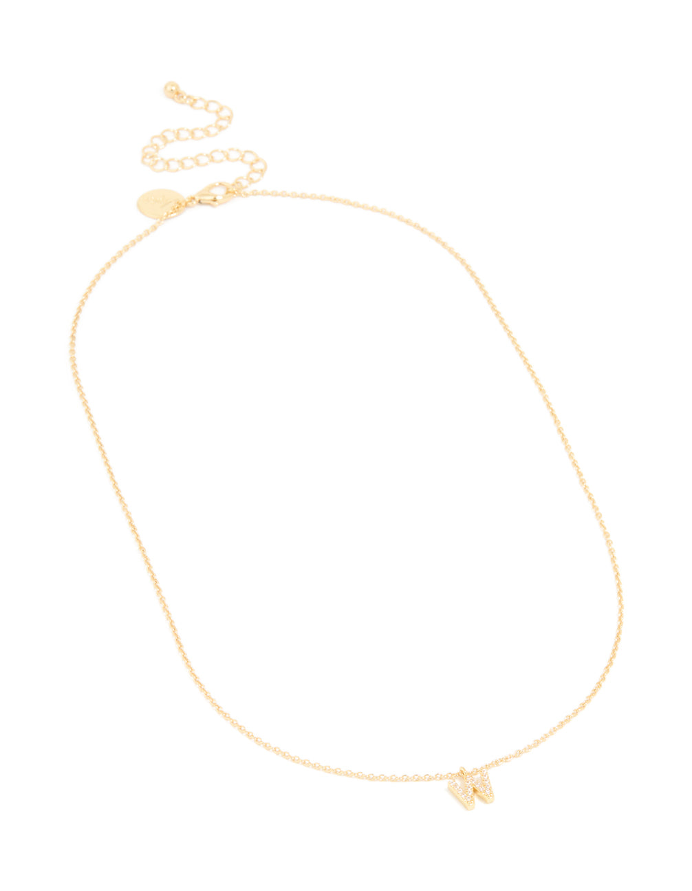 Gold Plated Cubic Zirconia Letter W Necklace