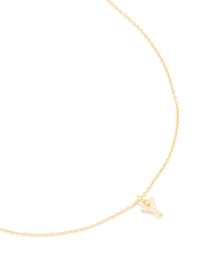 Gold Plated Brass Cubic Zirconia Letter Y Necklace - link has visual effect only