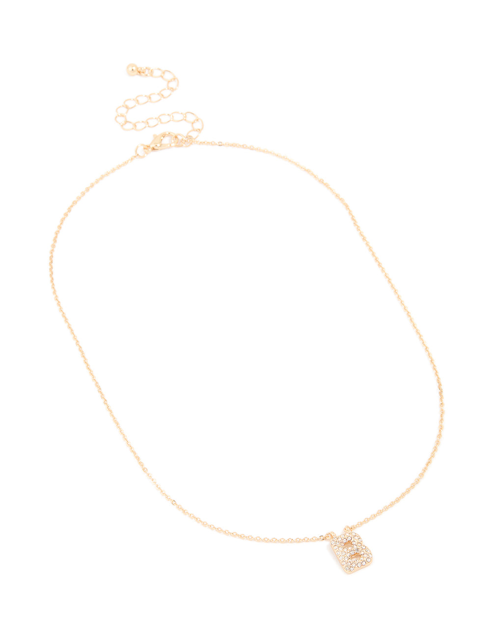 Kids Gold Cubic Zirconia Letter B Necklace